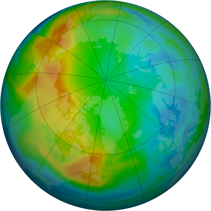 Arctic ozone map for 30 November 1986